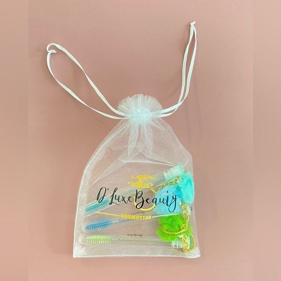 3pcs Tube Eyelash Brush/Spoolie with Furball & Gold Keychain | Mascara Wand - Picture 4 of 6